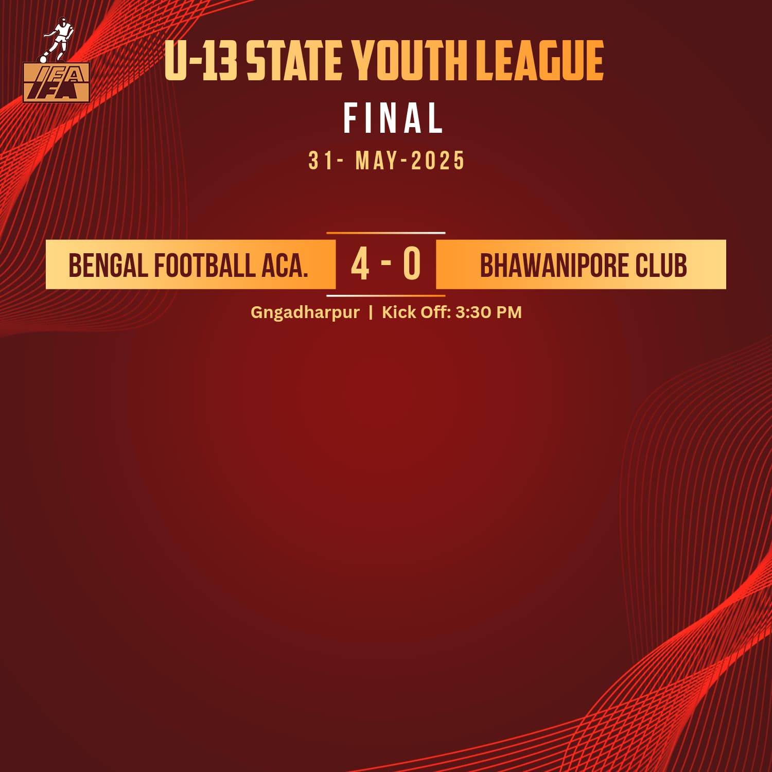 স্টেট ইউথ লিগে দুই বিভাগে সেরা বি এফ এ ও ভবানীপুর এফসি